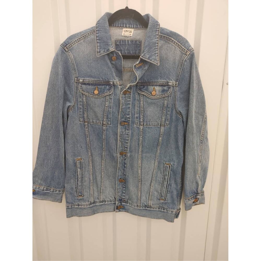 ASOS Denim Jacket Medium Wash Button Front Sz 6